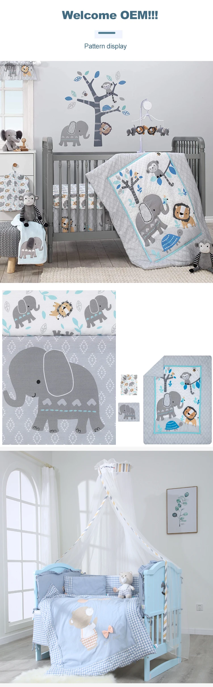 Flourish Oem/odm Organic Cotton Polyester Nursery New Born Baby Crib