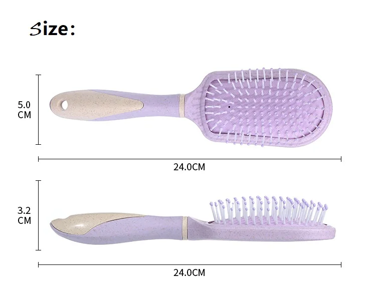 Heyamo Wheat Straw Escova De Cabelo Eco Pink Round Hair Brush Anti ...