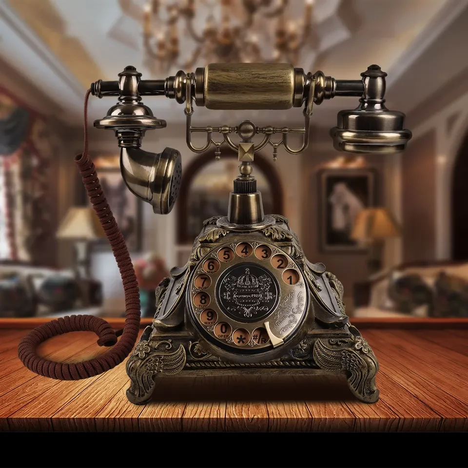 Retro Rotary Phone Recorder Antique Bronze Audio Guest Book Phone For