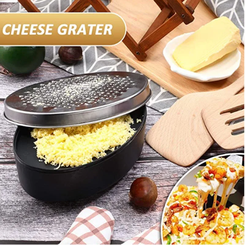 Cheese Grater Easy Clean Kitchen Oval Box Stainless Steel Slicer Container  Fruits Multifunctional Vegetables Practical Quick New