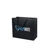 Fancy Design Customized Black Card Paper Printed Blue Foil Shopping Paper Bags with Handle