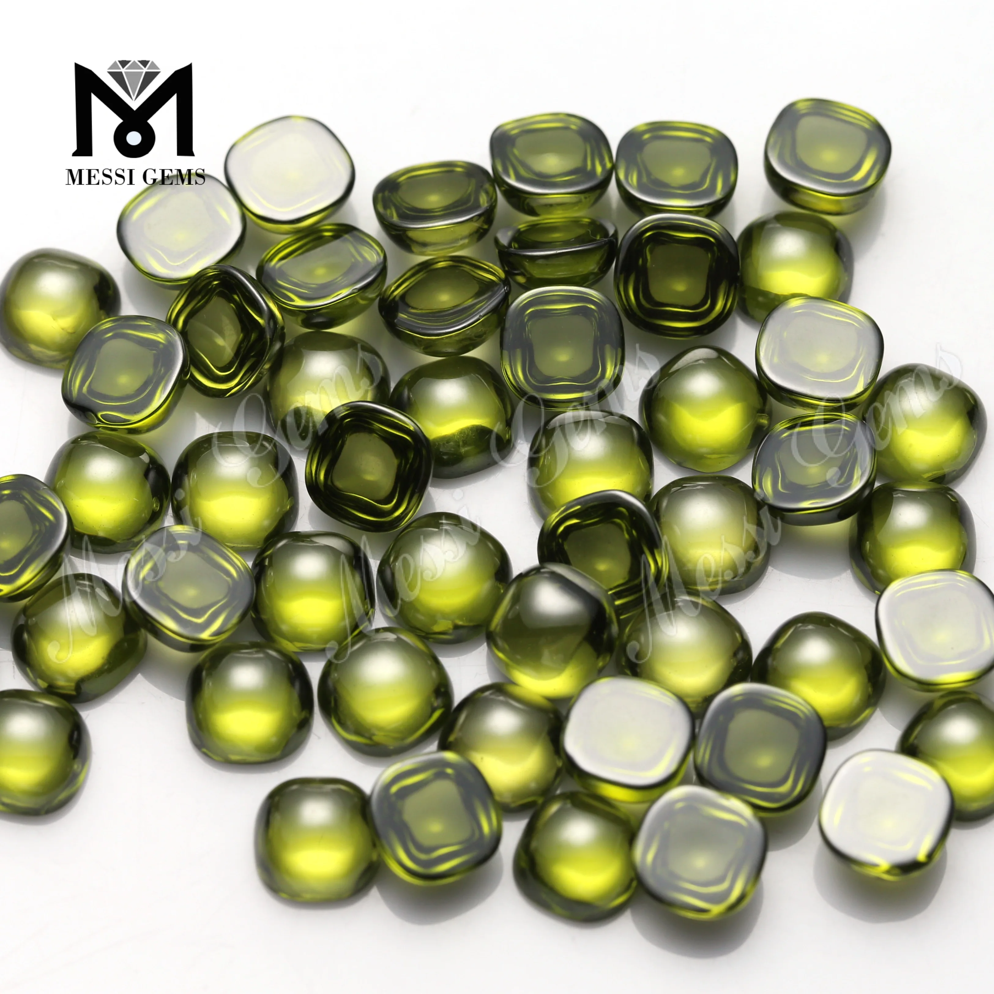 Olive color play or fire Cushion-CAB cubic zirconia wholesale price