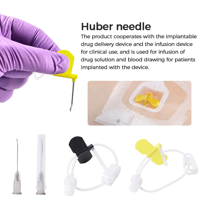 Medical Disposable Safety Huber Needle 19G 20G 21G 22G Disposable Huber Port Needle supplier