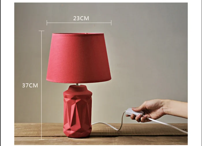 Bedroom Creative Simple Modern Ceramic Red Warm Dimmable LED Table Night Lamp