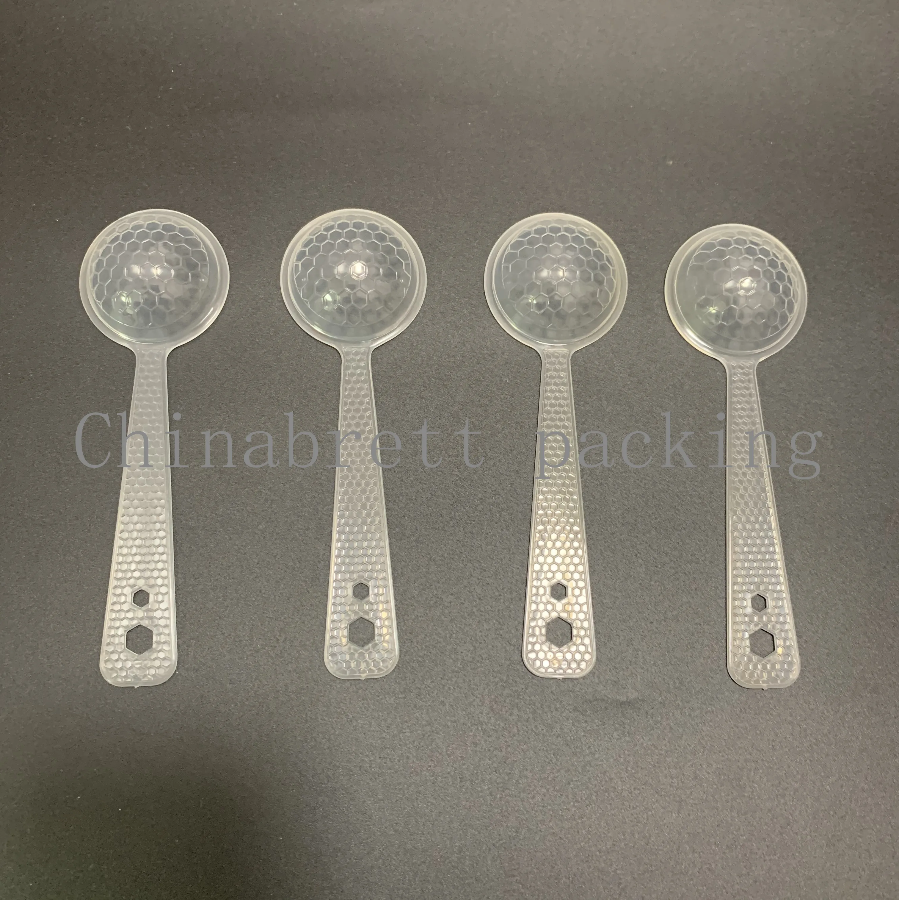 Popular 10g plastic cup transparent honey spoon with foil film and wrappers