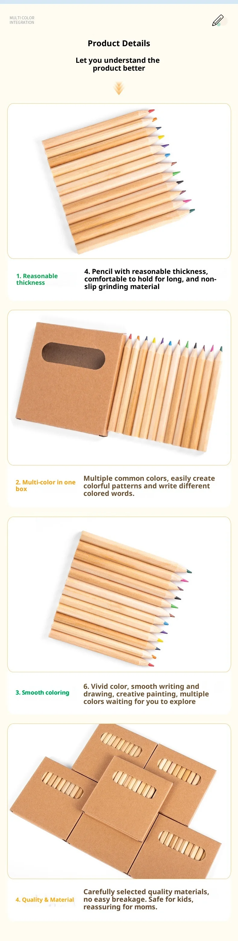 Umweltfreundliches Mini Buntstift Set Im Kraftpapier Karton_voghion.com