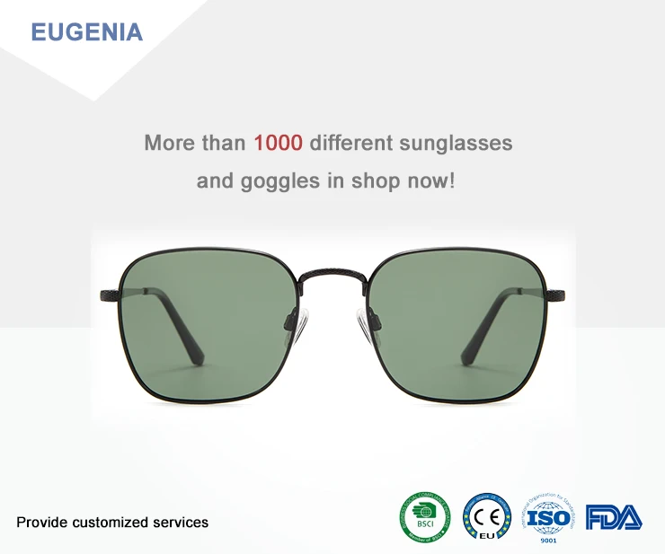 Eugenia black square sunglasses elegant for Travel-3