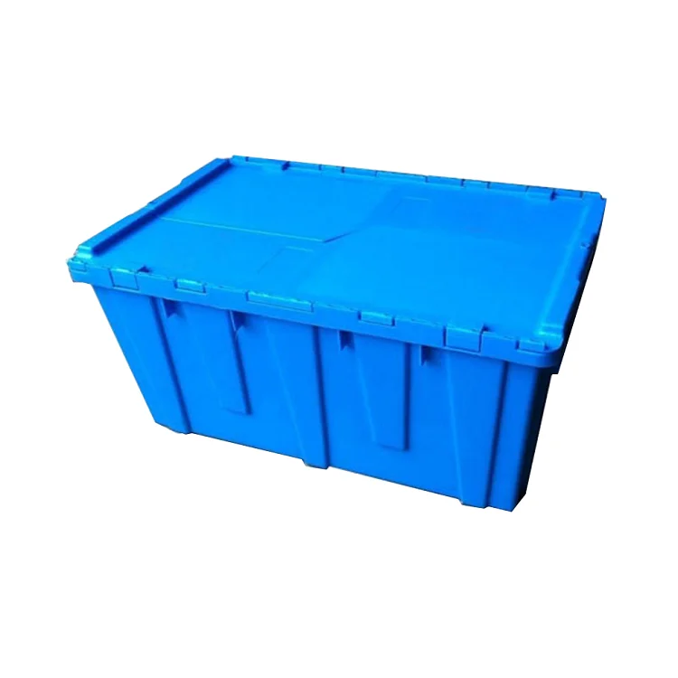 Wholesale Stackable Attached Lid Cheap Blue Plastic Moving Boxes For