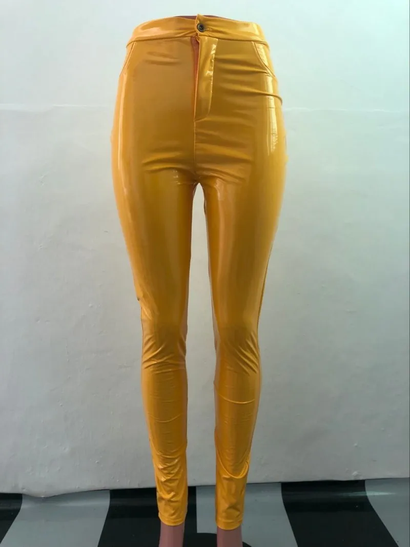 Plus Size S-3XL Solid PU Leather Pants Warm Thick Highly Stretchy Fleece PU Pencil Pant Women Fashion Trousers Clubwear Y11011_11