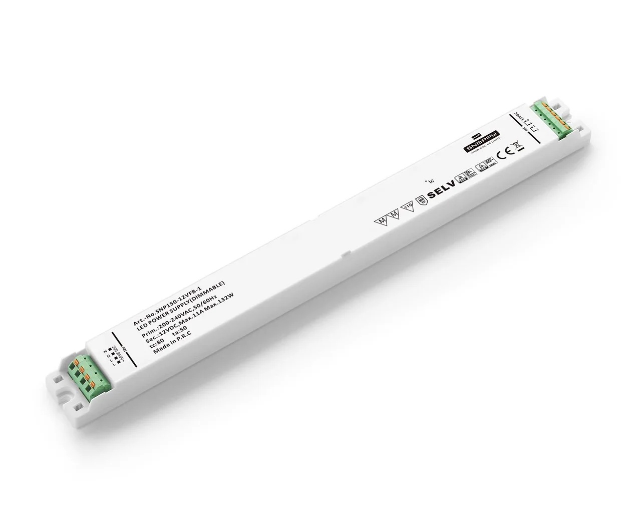 SNP150-VFB-1 input 200-240V 12V/24V 150W IP20 constant voltage push in clamp terminal SNAPPY linear  LED Driver