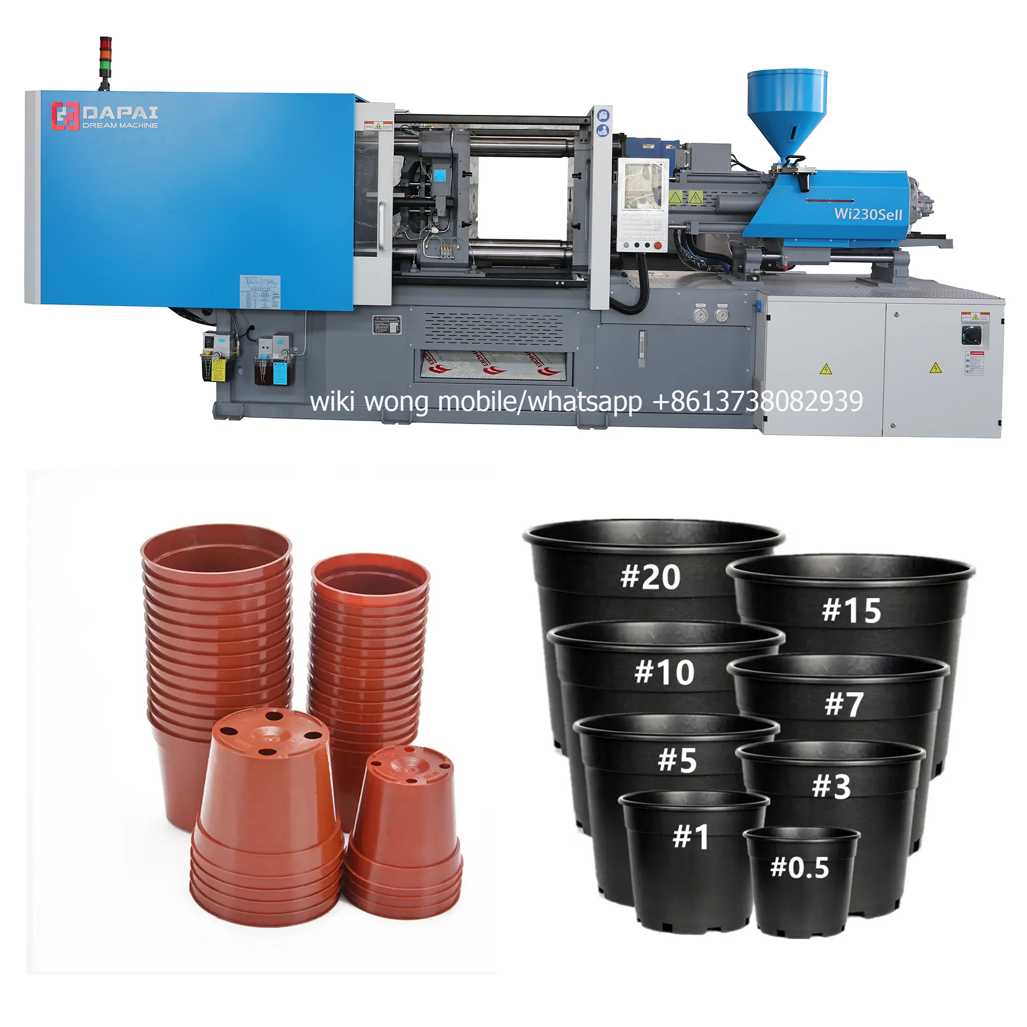 Plastic Flower Pots Plant Pots Making Line Dapai Wi230SeII Plastic Flower  Pot Injection Moulding Machine