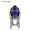 Easily Assembled 18 Inch Blue Orange Pattern Auplex Ceramic Kamado Grill