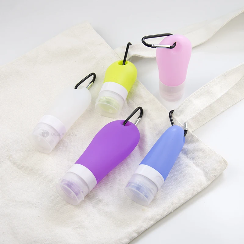 Bottle Carabiner Flip Cap 2 Oz Silicone Squeeze Bottle Empty Hand