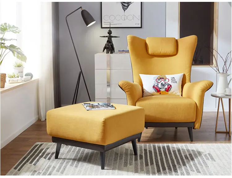 Modern Hotel Living Room Wing Armchair Fabric Sofa And Chair Sets