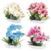 High Quality Real touch Cheap PU Artificial Orchid Plants Orchid Flowers in Vase, Orchid for Indoor Decoration