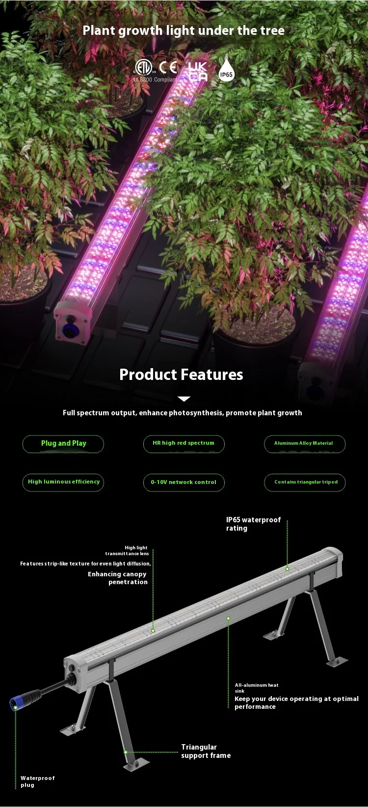 product full spectrum cob led plant tree light ip65 undercanopy bottom supplement for greenhouse vegetable seedling cross border bloom-1