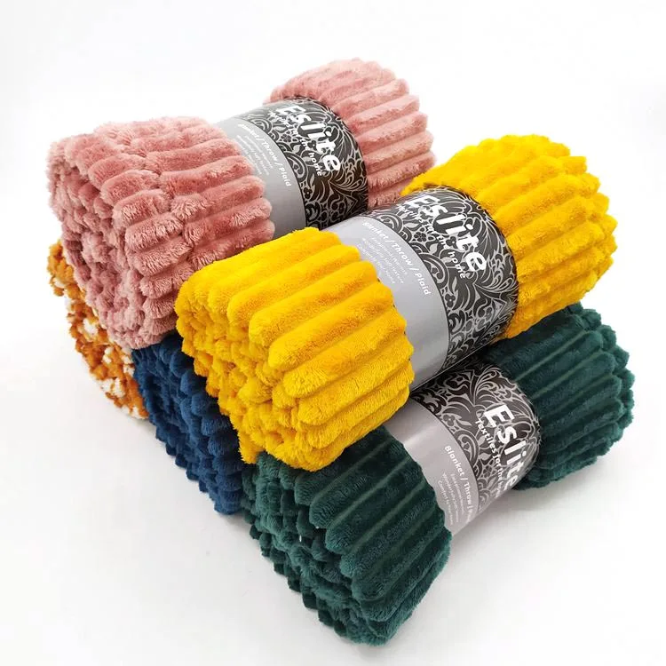Polyester Ribbed Home Bed Adult Flannel Blanket Factory China, View