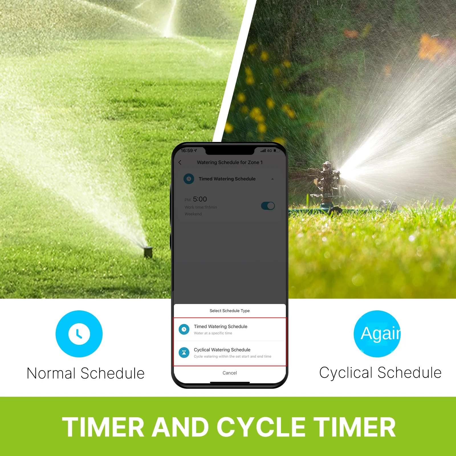 MOES Smart Garden Sprinkler Water Timer for Bluetooth Controlled 2-Way ...