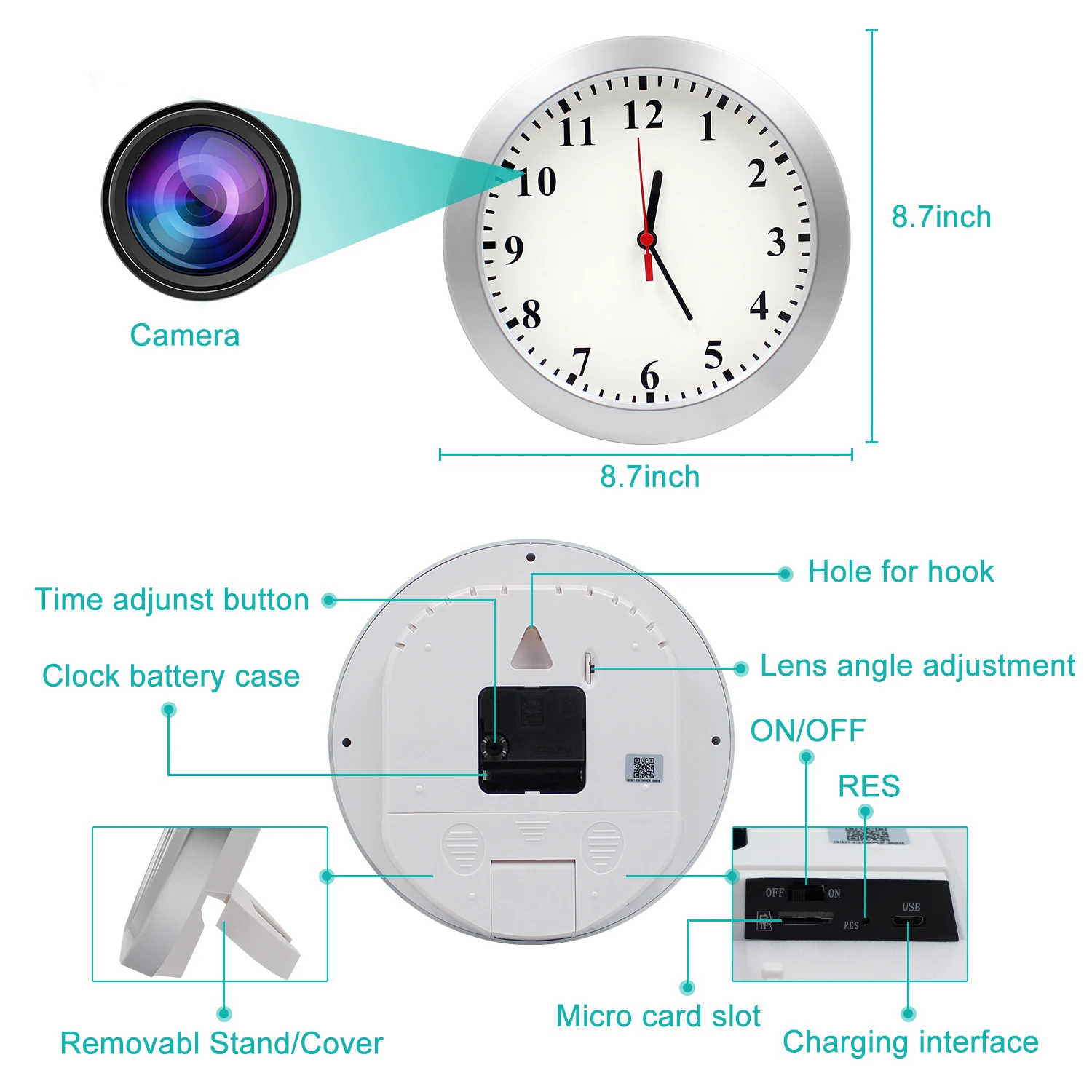 Wholesale Digital Wall Clock Surveillance Camera Security Baby Room Monitor HD 1