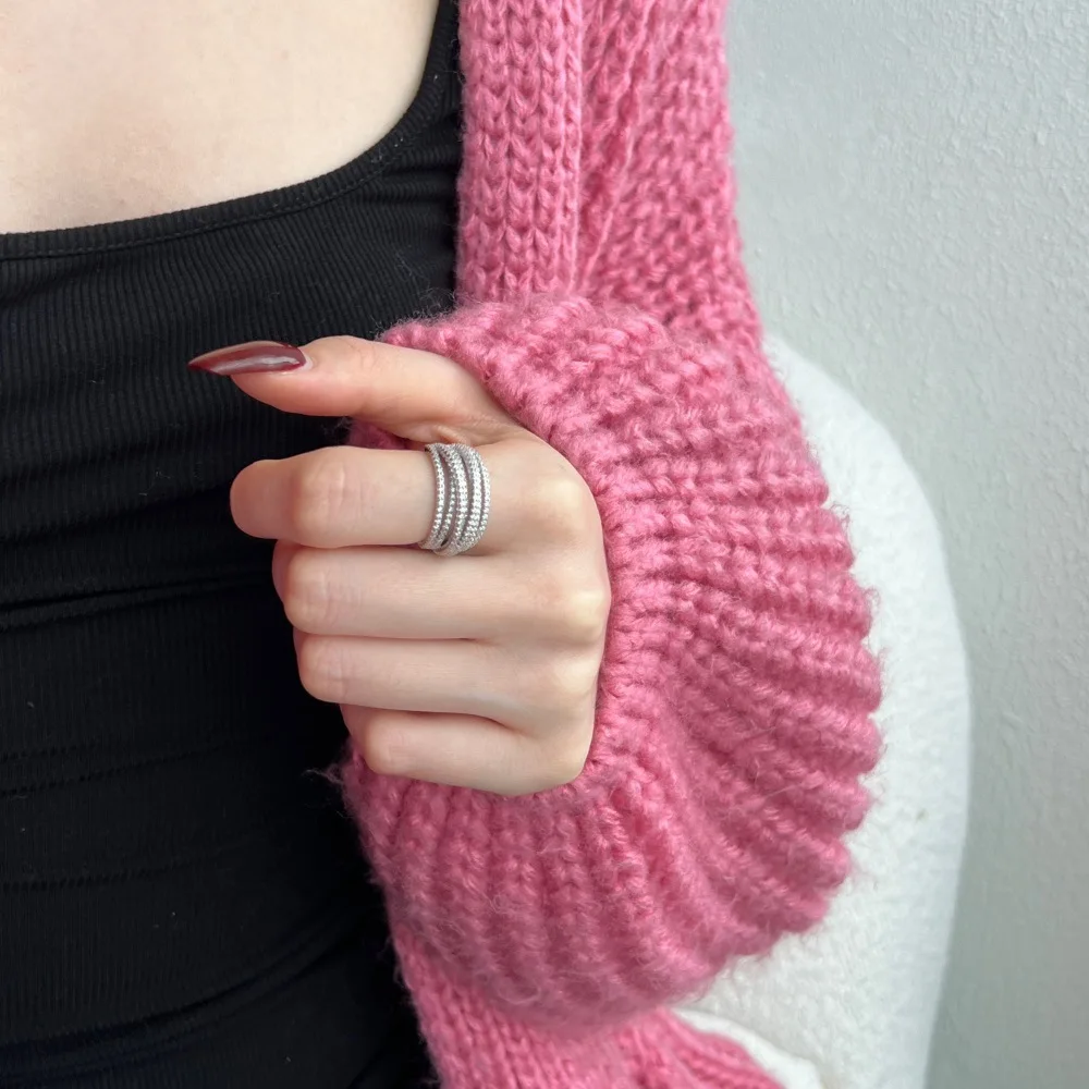 S925 Sterling Silver Niche Ins Fashion Light Luxury Ring for Women Snake-Shaped Wrapped Lab Diamond Rattan Man Silver Ring