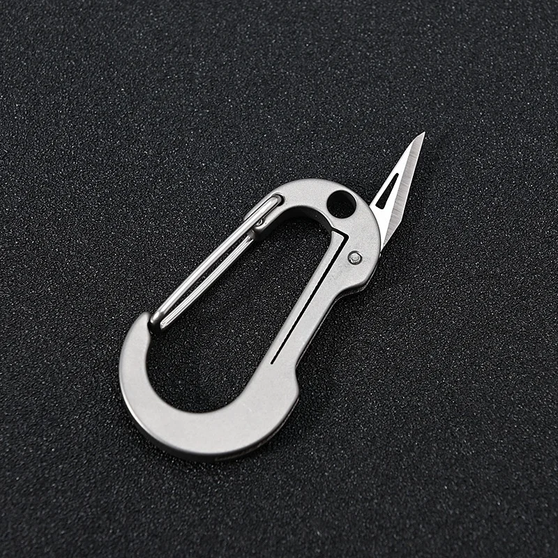 Outdoor Survival Titanium Alloy Key Carabiner Lightweight Multi-Function Camping Tool Knife Steel Material for Tours Outdoor