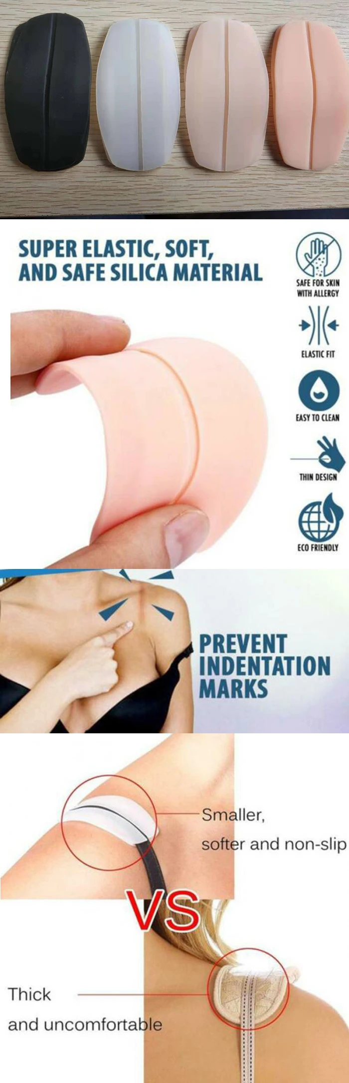 Silicone Soft Comfortable Shoulder Pad Bra Strap Holder Non Slip Bra