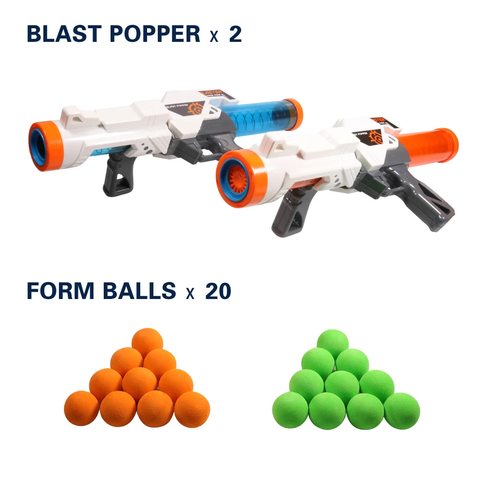 Exercise N Play 2pcs Power Popper Gun Dual Battle Pack Foam Ball Air