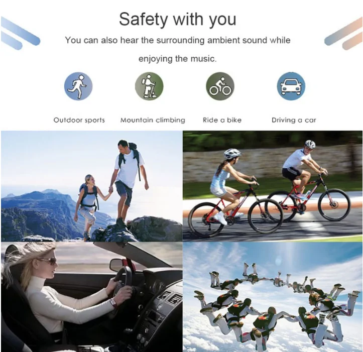 Sport Bone Conduction Bluetoth Headset Wireless with Microphone Touch Type Bilateral Stereo Waterproof USB 5.0 earphone - ANKUX.COM