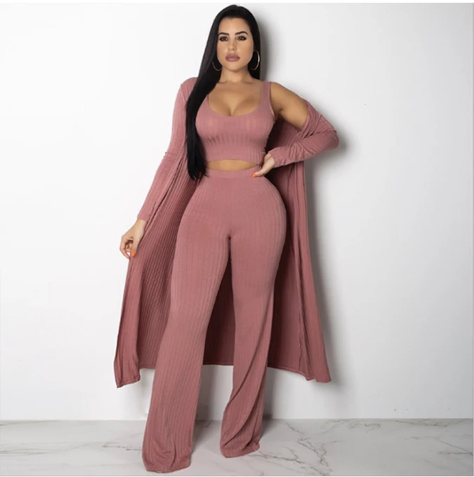 ribbed jumpsuit with long coat