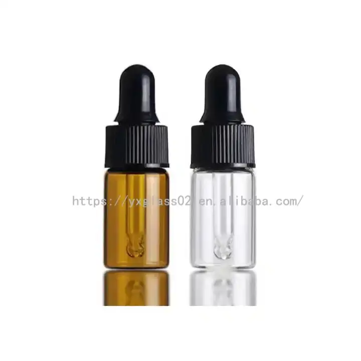 Custom small capacity frosted/glossy essential oil 1ml 2ml 3ml 5ml cosmetics glass dropper bottle factory