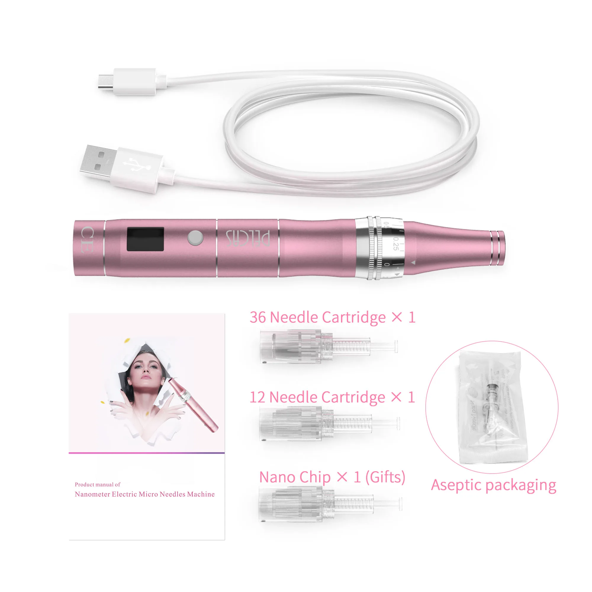 Professional Microneedling Pen Wireless Electric Skin Care Tools Kit