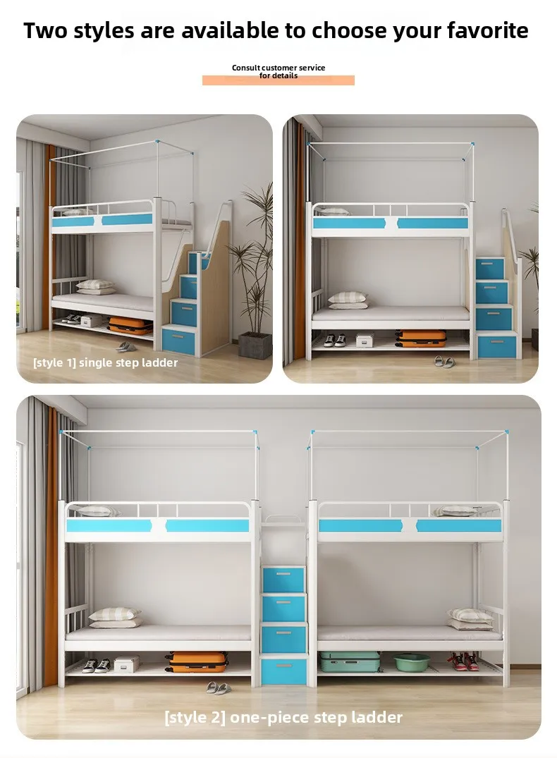 desk combination iron frame bunk bed-4