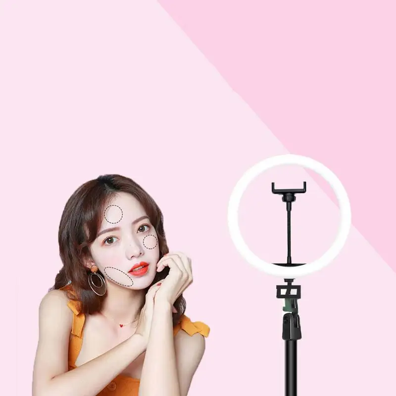 Led Tripod Stand Ring Light With Phone Holder Stand Rechargeable Led Ring Light