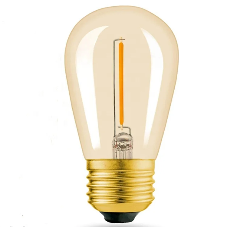 Most Popular 2200K LED S14 1WATT Dimmable Bulb Clear Amber Glass E26 Starded Base for Outdoor String lights