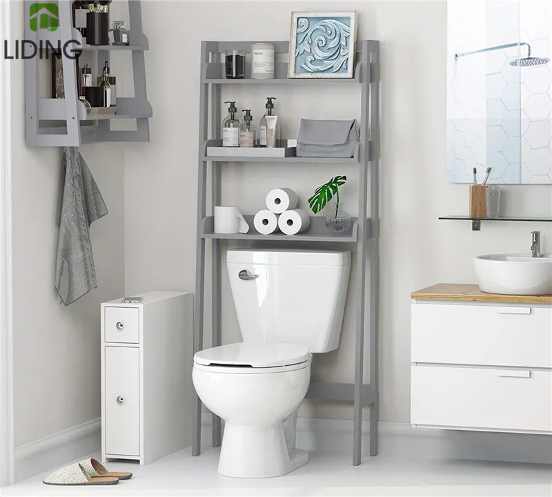 High Quality Bamboo Toilet Shelf Bamboo Wooden Space Saver Corner Towel