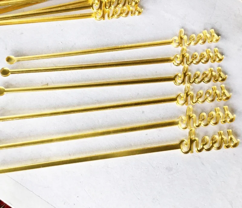   cheers drink stirrer gold acrylic glass drink stirrer