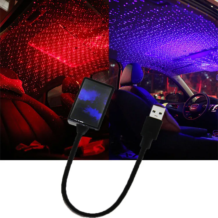 2021 Hot Red blue Starry car atmosphere ambient Twinkle laser projector usb car roof star light interior