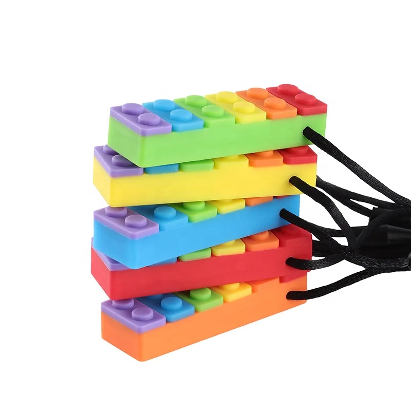 Wholesale Rainbow Silicone Autism Building Block Teether Sensory Autism