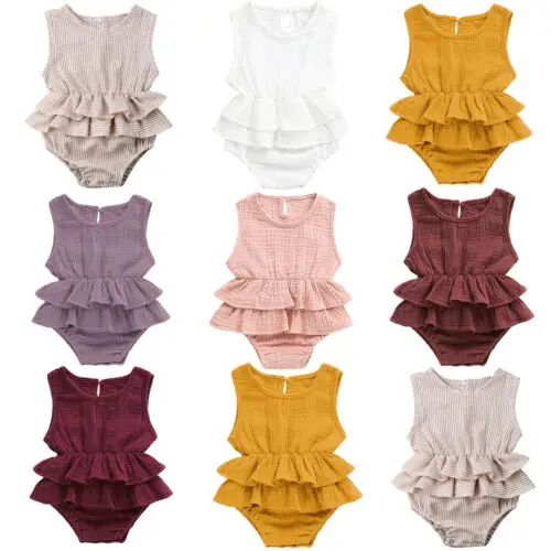 

Solid Newborn Kid Baby Girl Clothes Sleeveless Romper Tutu Dress 1PC Baby Girl Outfit baby clothes in bulk