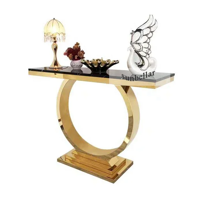 Modern Design Luxury Gold Console Table Hallway Real Marble Top