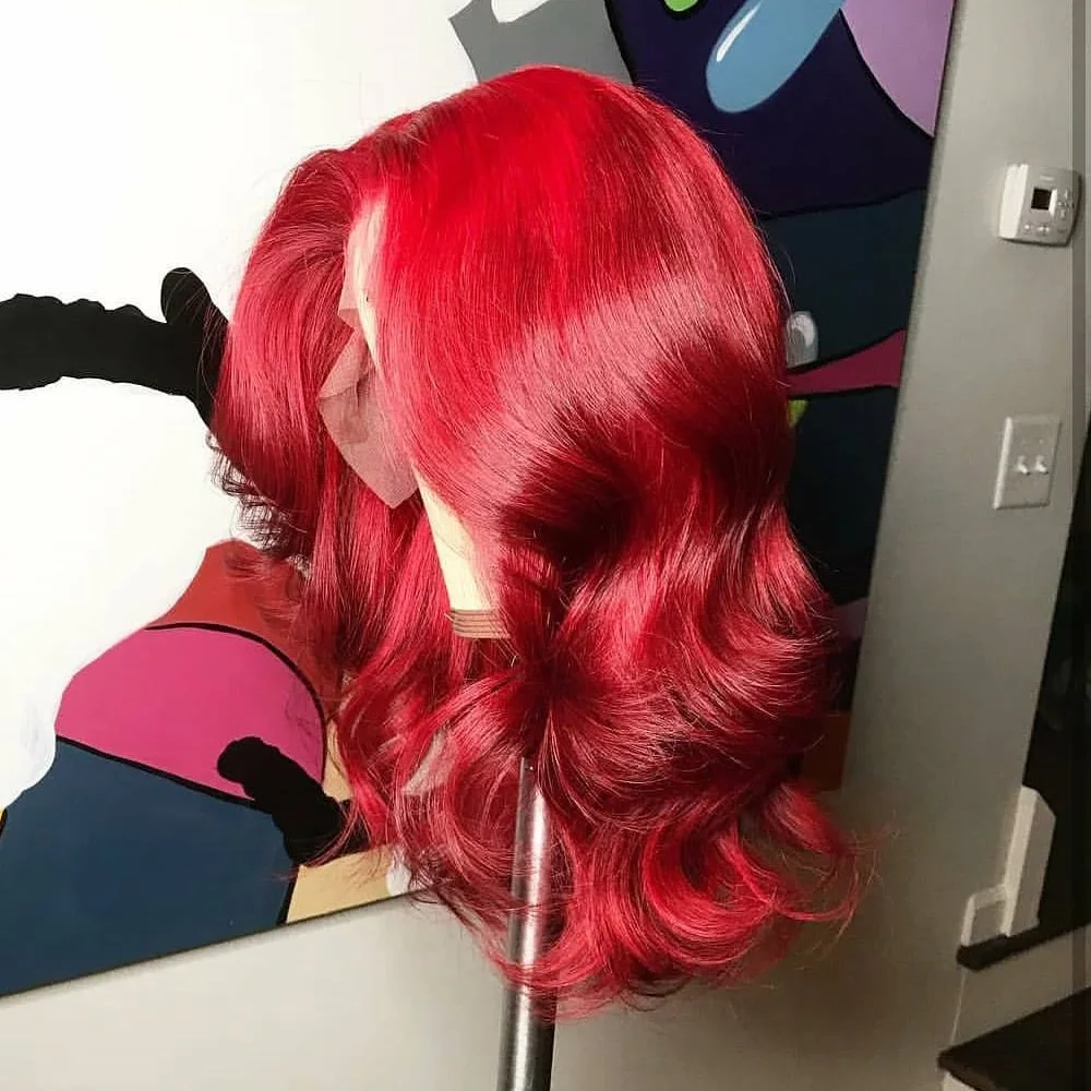 red and blonde lace front wig