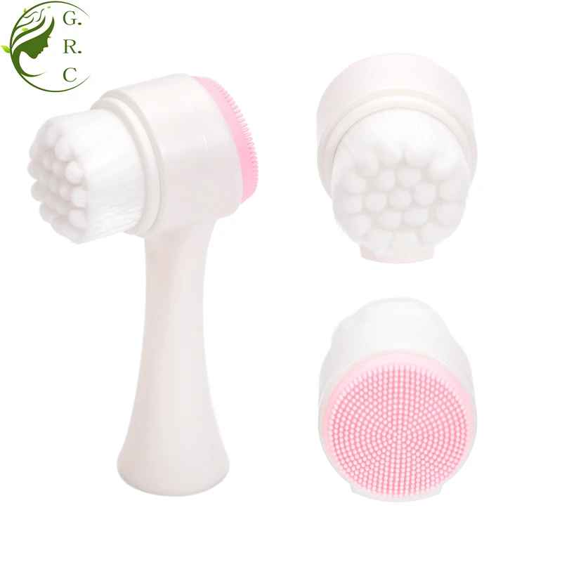 2 In 1 Green Stand Spin Spa Silicon Makeup Remove Dry Face Massag Exfoliator Foam Clean Brushes Facial Cleansing Brush With Box
