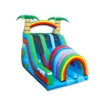 Palm tree inflatable dry slide small small trampoline slide for backyard with nice and solid dry slide with rainbow arches