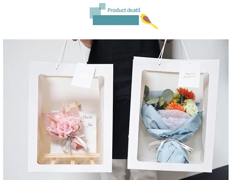 Yohpack Clear Window Wedding Gift Bag Florist Shop Packaging Paper Bag