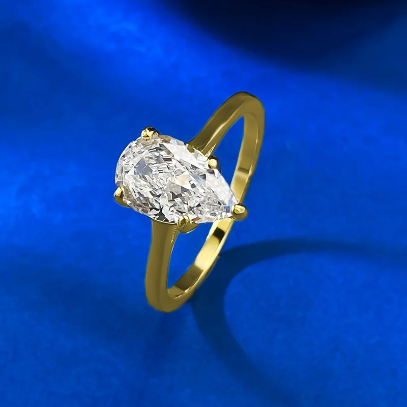 S925 Silver with 6*9mm Pear-Shaped White Diamond Daily Fashion with European and American Style for Weddings and Parties