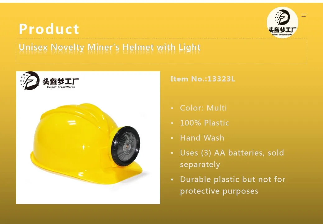 2020 Unisex Novelty Miner's Helmet With Light Construction Helmet Light