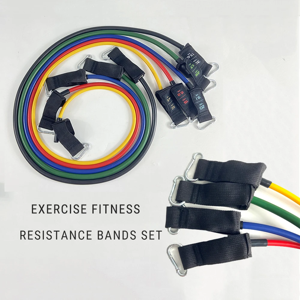 Custom 5 Colors Resistance Tubes 100lbs Pull Rope 11pcs Latex Gym