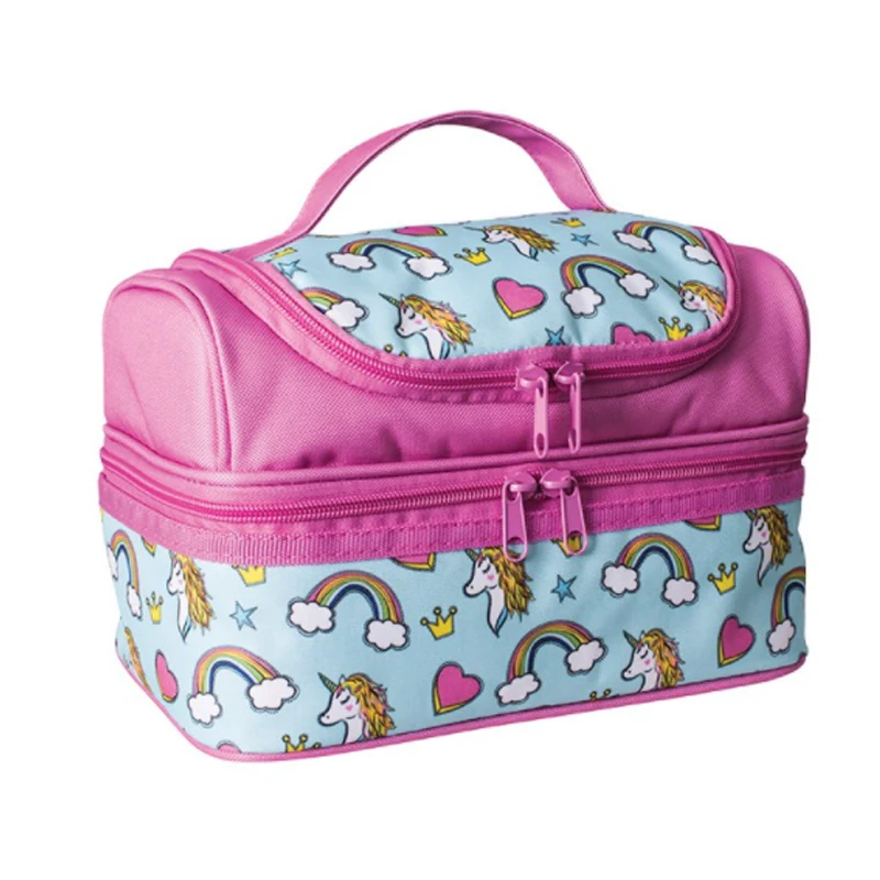 Eco Friendly Insulated Cooler Pack Bento Kids Lunch Box Double Layer