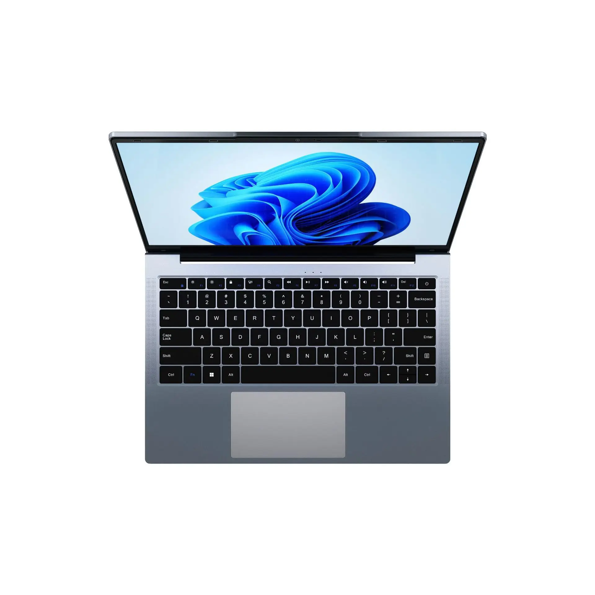 Close-up of keyboard and trackpad on a 17.3-inch laptop with mechanical-feel keys