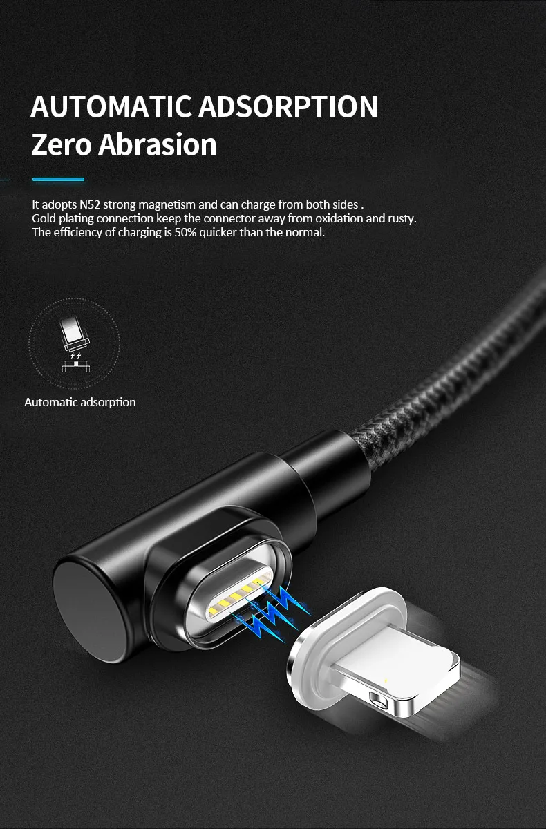 90 Degree Support Speed Fast Charging 3A Multiple 3 in 1 magnetic usb cable - ANKUX.COM